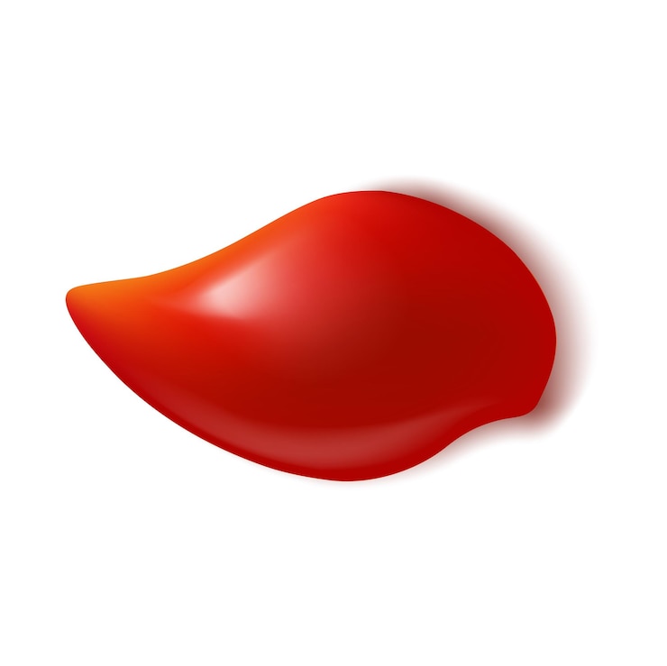 Vetor mancha vermelha de ketchup ou blob vetorial isolado de respingos