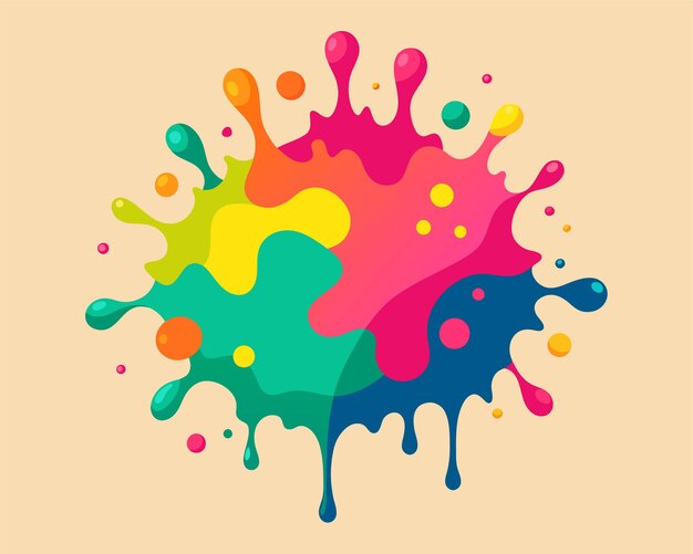 Vetor manchas abstratas fundo brilhante tinta gotas de tinta derramada pintura multicolor gotas coloridas