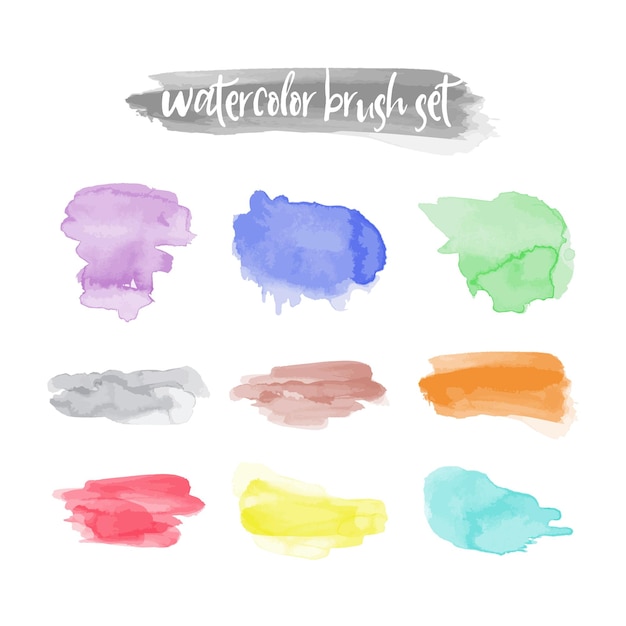 Vetor manchas coloridas de aquarela isoladas no fundo branco