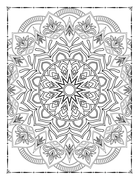 Mandala adulta para colorir kdp interior. mandala para colorir. página para colorir adulto.