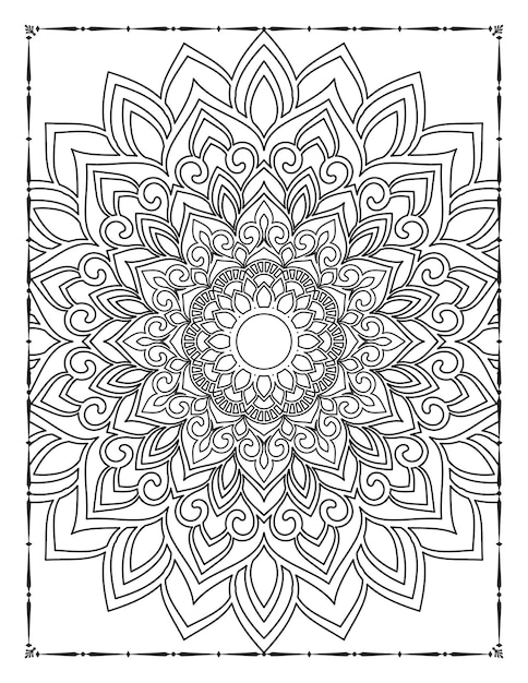 Mandala adulta para colorir kdp interior. mandala para colorir. página para colorir adulto.