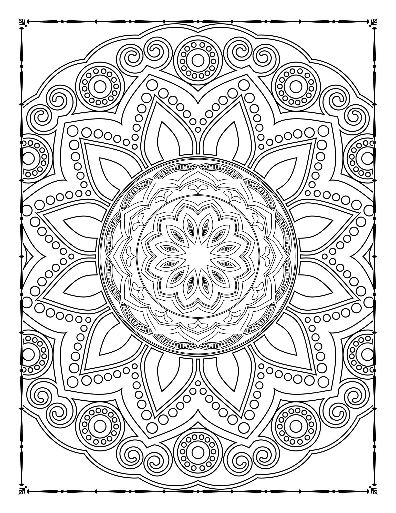 Mandala adulta para colorir kdp interior. mandala para colorir