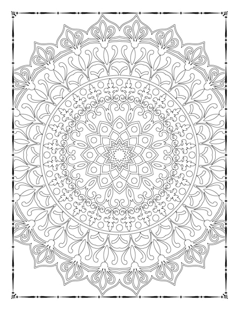 Mandala adulta para colorir kdp interior. mandala para colorir. página para colorir adulto.