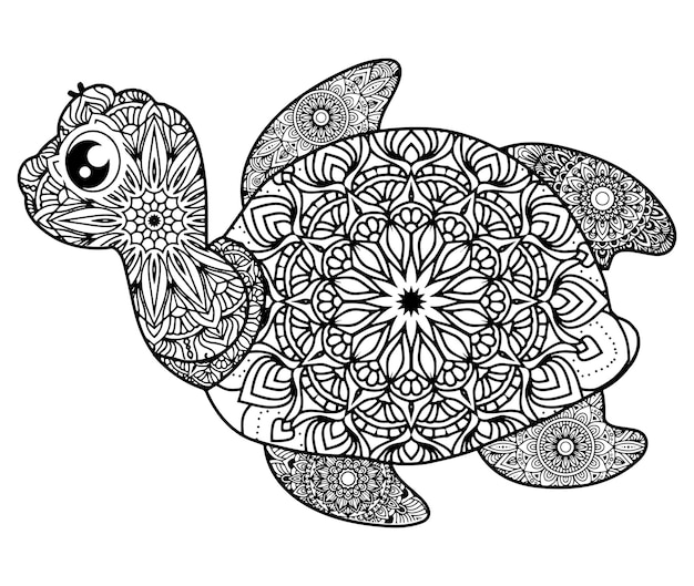 Colorir Mandala Página Com Tartaruga Para Crianças Ilustração Vetorial  Sobre imagem vetorial de axenova-n.yandex.ru© 549446648