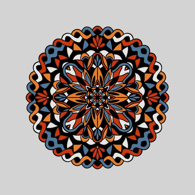 Mandala arte abstrato colorido padrão de estilo único vetor premium