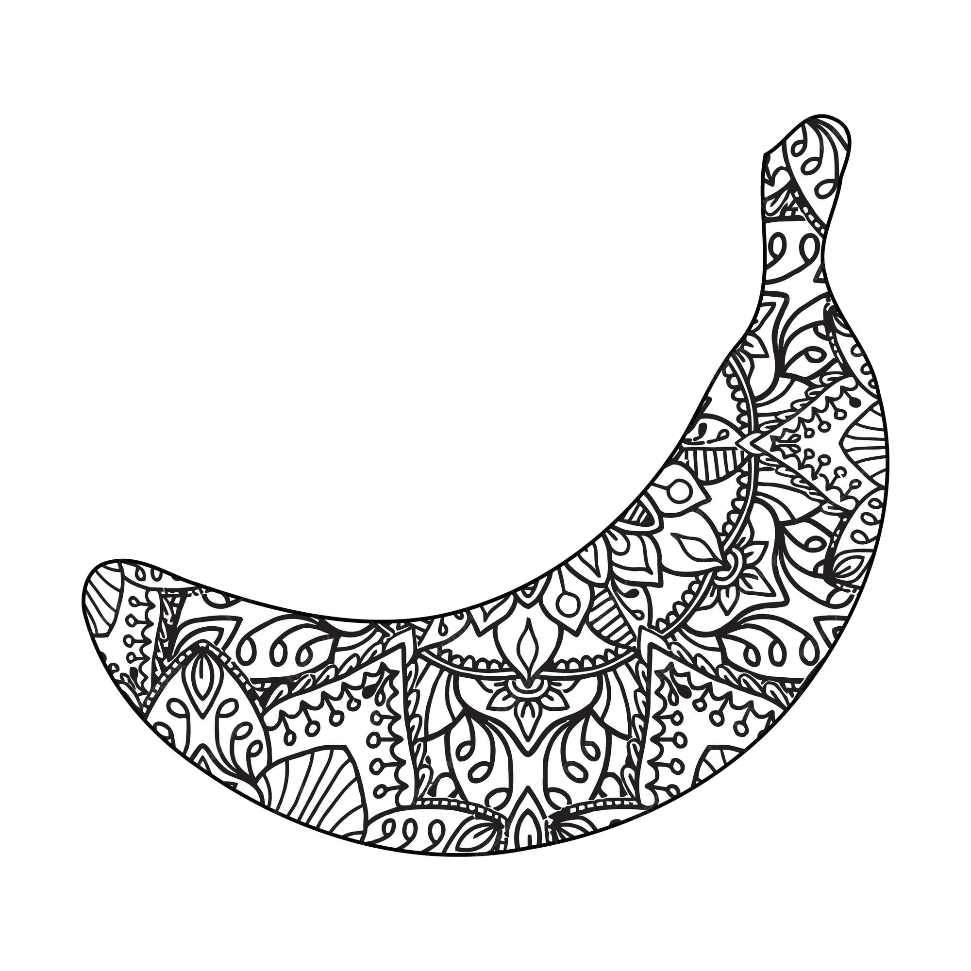 mandala banana para colorir para crianças 7532965 Vetor no Vecteezy