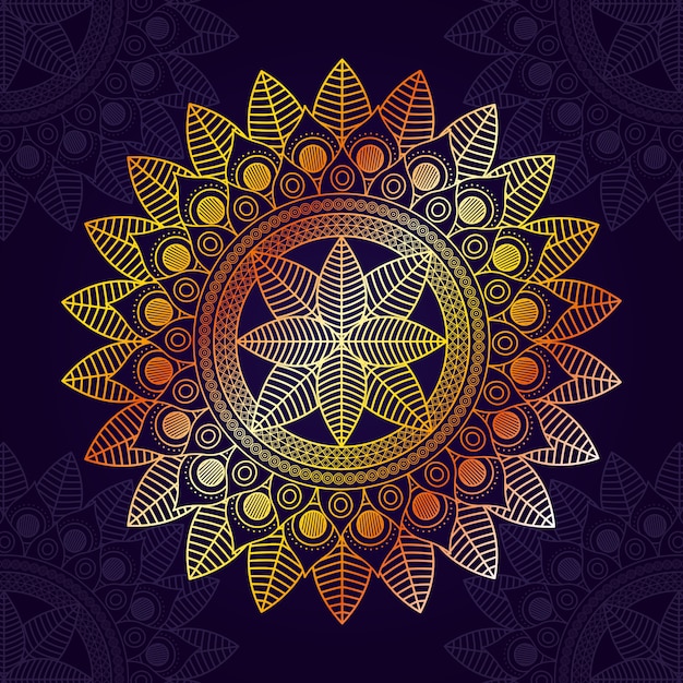 Mandala bonita com fundo de cor roxa