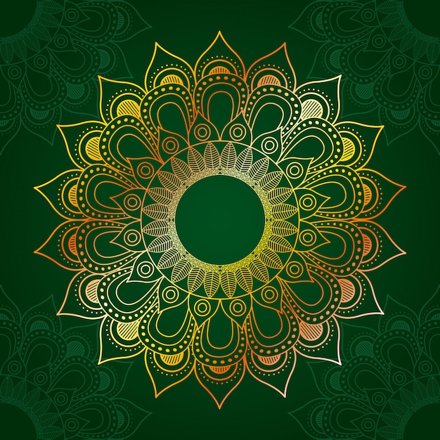 Vetor mandala bonita com fundo de cor verde