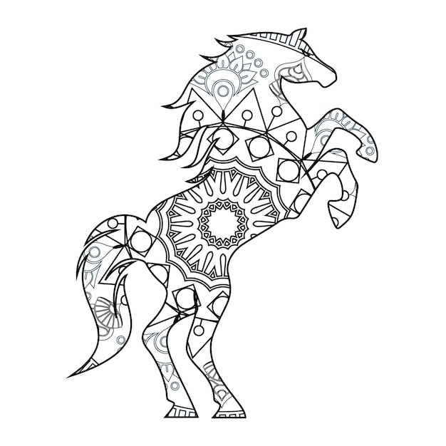 Mandala cavalo para colorir para crianças