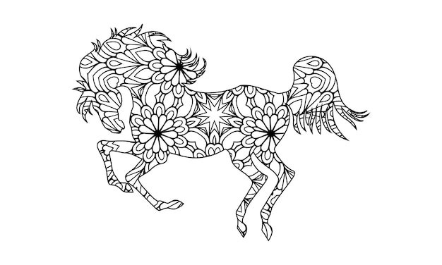 Mandala cavalo para colorir para crianças