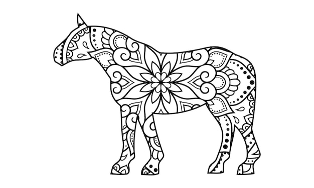 Mandala cavalo para colorir para crianças