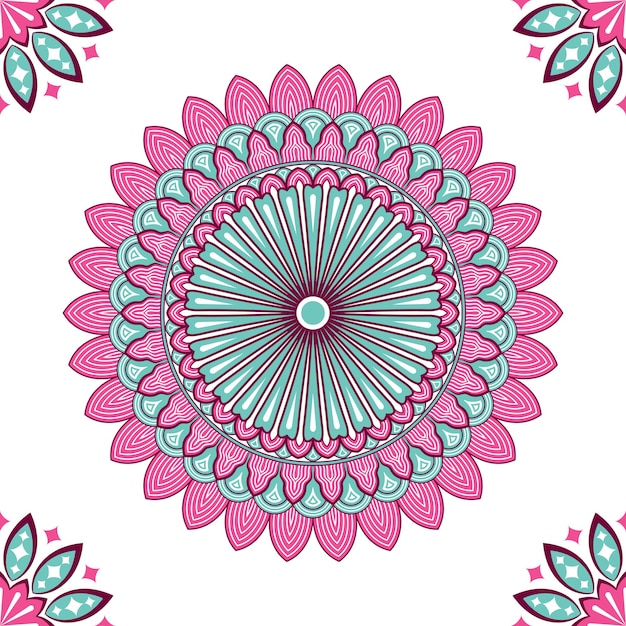 Mandala colorida com ornamento floral