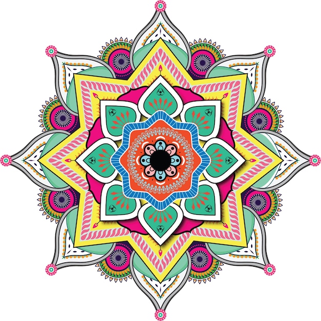 Vetor mandala colorida de estilo indiano colorido