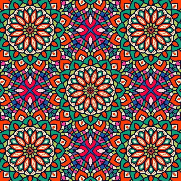 Mandala colorida sem costura padrão design ornamentado multicolor
