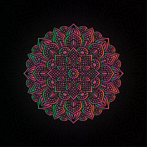 mandala colorida vector mão desenhada elemento geométrico circular para Henna, Mehndi, tatuagem, decoração, têxtil, padrão, fundo de convite