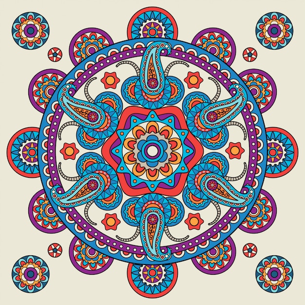 Mandala de boho paisley doodle indiano