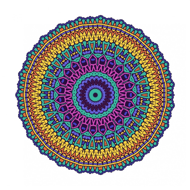 Mandala de círculo redondo colorido com estilo étnico