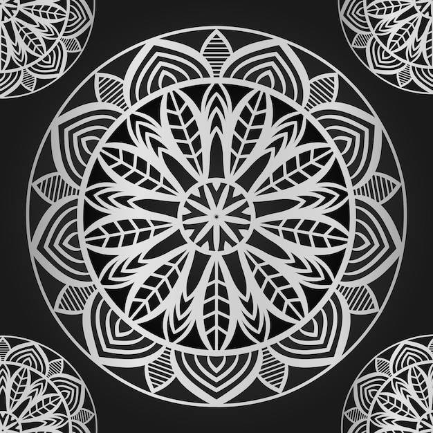 Mandala de contorno de fundo de mandala de cor prata para livro de colorir ornamento redondo decorativo premium