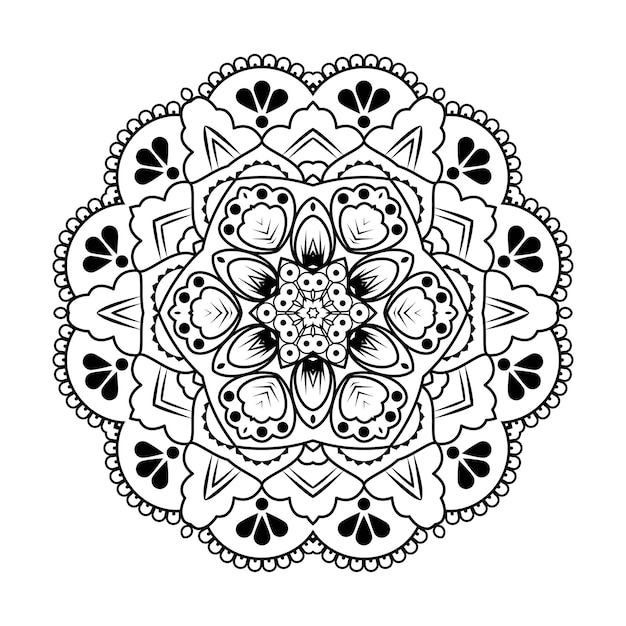 Mandala de contorno para livro de colorir. Ornamento redondo decorativo. Padrão de terapia anti-stress