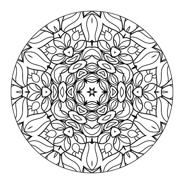 Mandala de contorno para livro de colorir. ornamento redondo decorativo. padrão de terapia anti-stress