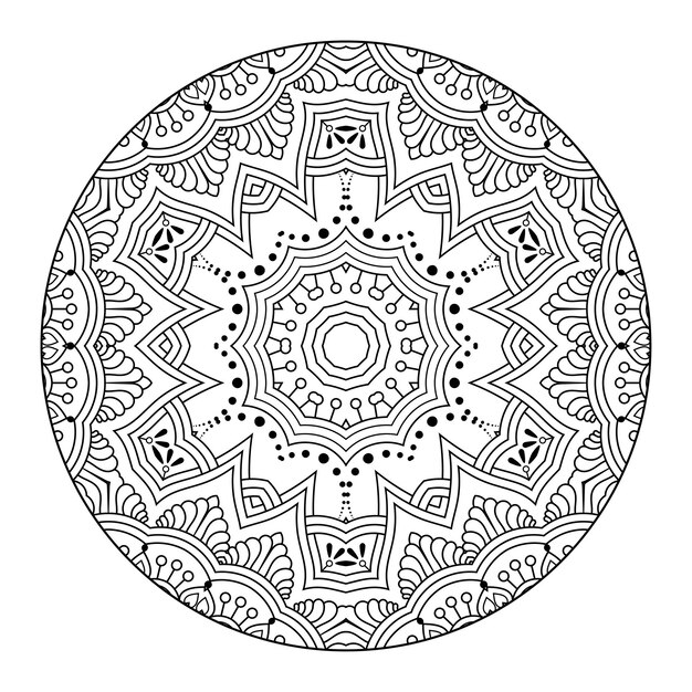 Mandala de contorno para livro de colorir. Ornamento redondo decorativo. Padrão de terapia anti-stress