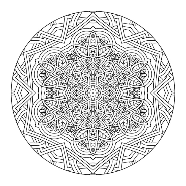 Mandala de contorno para livro de colorir. ornamento redondo decorativo. padrão de terapia anti-stress