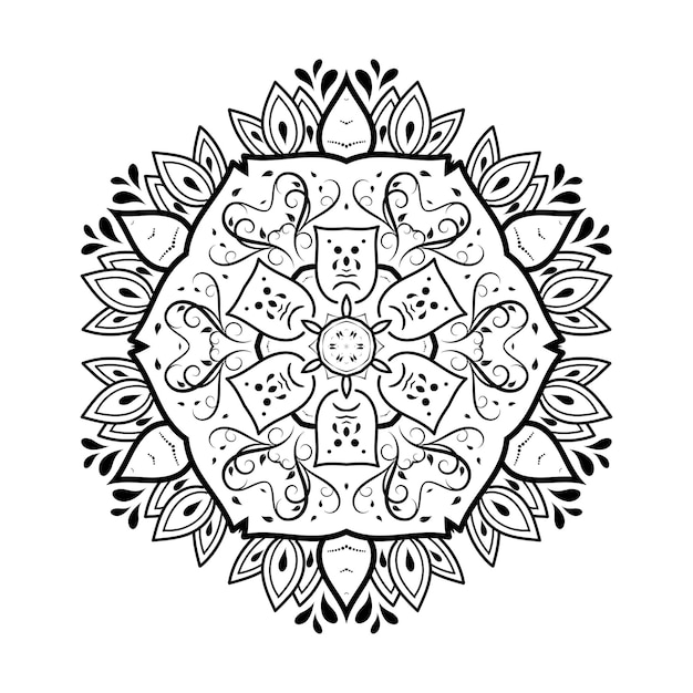 Mandala de contorno para livro de colorir. ornamento redondo decorativo. padrão de terapia anti-stress