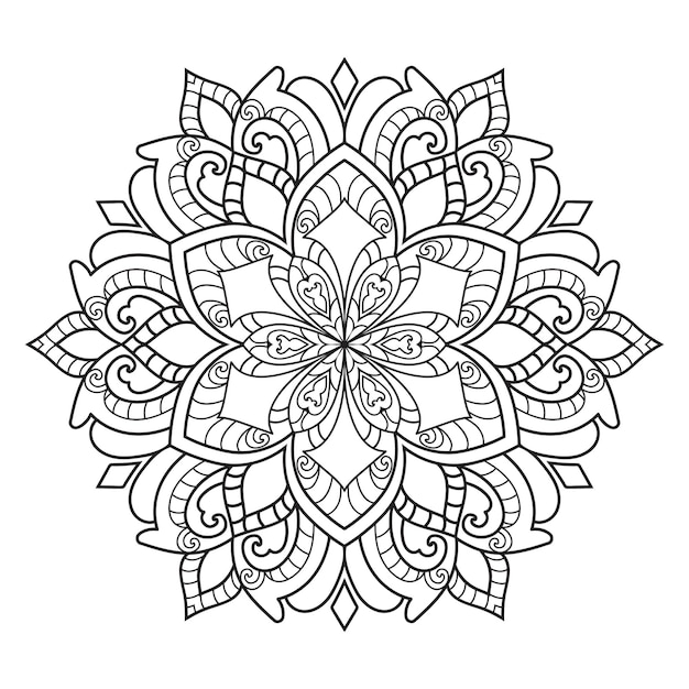 Mandala de contorno para livro de colorir. ornamento redondo decorativo. padrão de terapia anti-stress