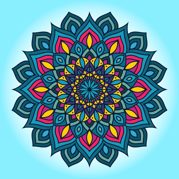 Mandala de doodle de mão desenhada de vetor. mandala étnica com ornamento tribal colorido. isolado.