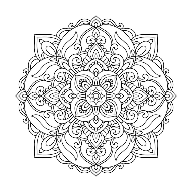 Vetor mandala de flor circular com estilo floral vintage. padrão de mandala oriental de vetor. decoração desenhada a mão