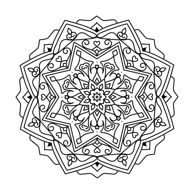 Vetor mandala de flor ilustração em vetor padrão decorativo vintage página do livro para colorir kdp interior