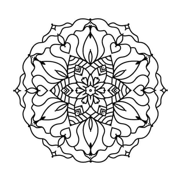 Vetor mandala de flor ilustração em vetor padrão decorativo vintage página do livro para colorir kdp interior