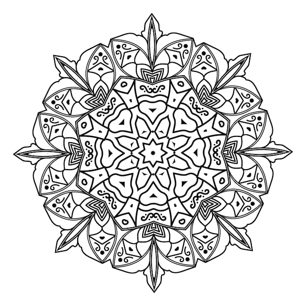 Vetor mandala de flor ilustração em vetor padrão decorativo vintage página do livro para colorir kdp interior