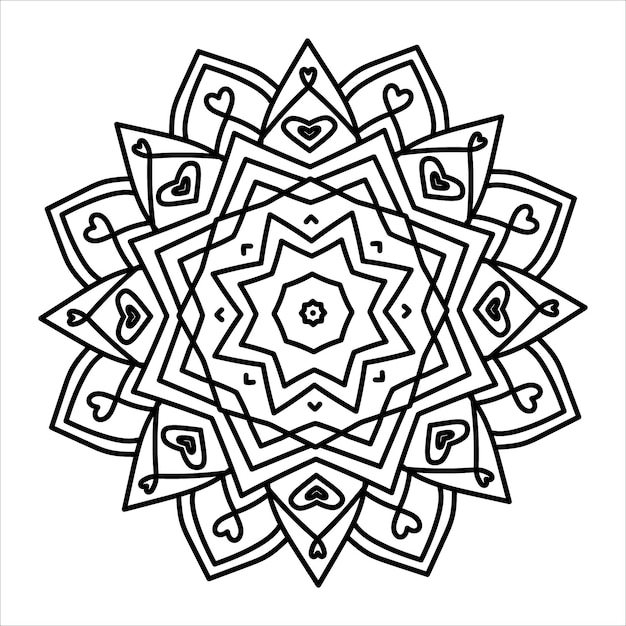 Mandala de flor ilustração em vetor padrão decorativo vintage página do livro para colorir kdp interior