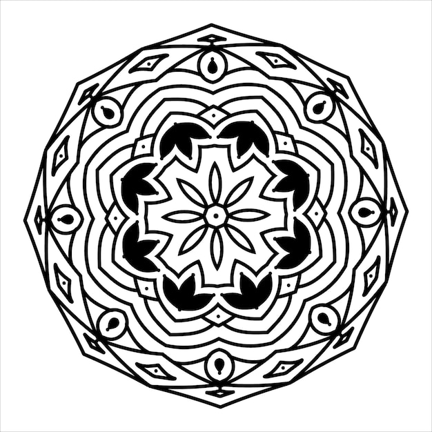 Vetor mandala de flor ilustração em vetor padrão decorativo vintage página do livro para colorir kdp interior