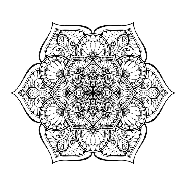 Mandala de flor redonda para tatuagem de henna