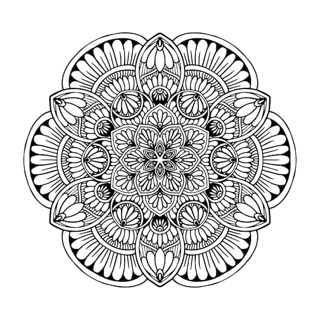 Mandala de flor redonda para tatuagem, henna. elementos decorativos vintage. oriental