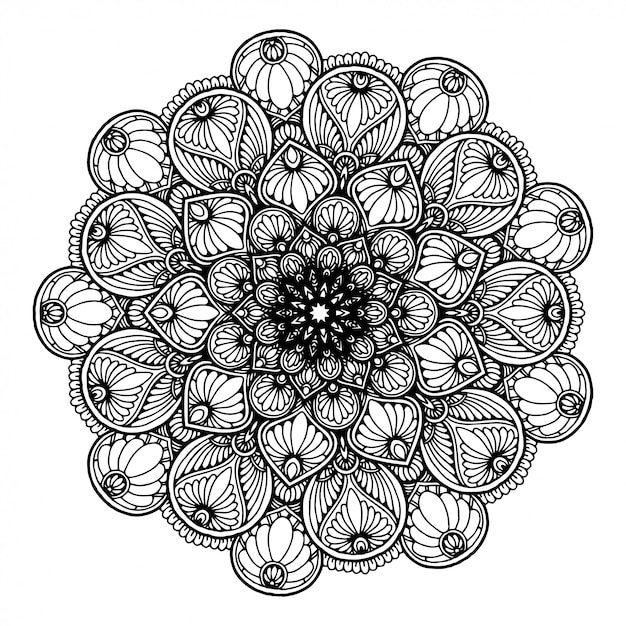 Mandala de flor redonda para tatuagem, henna. elementos decorativos vintage.