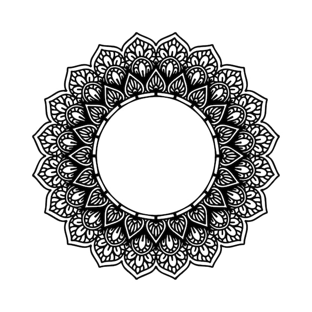 Mandala de flor redonda para tatuagem, henna ou página para colorir