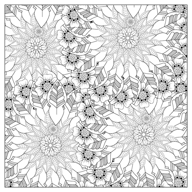 Mandala de flores para colorir com mandala para colorir e livro de colorir floral para adultos