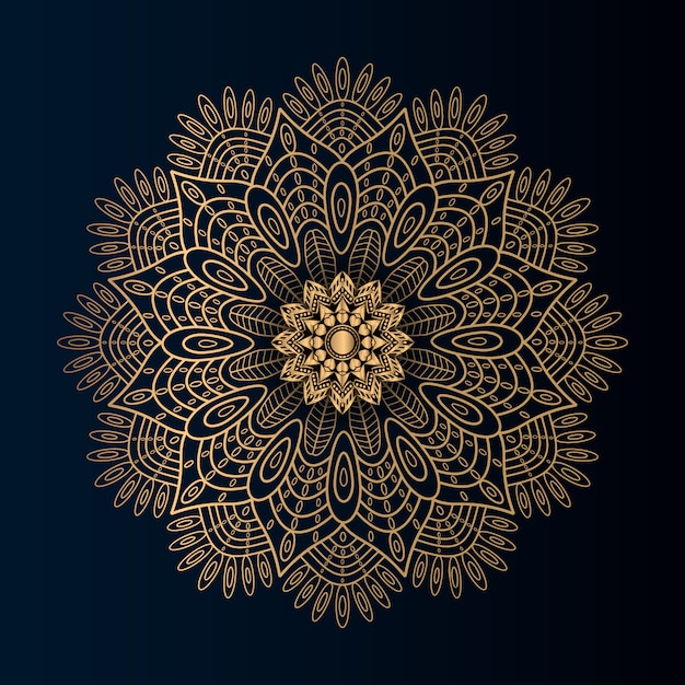 Vetor mandala de luxo com estilo dourado