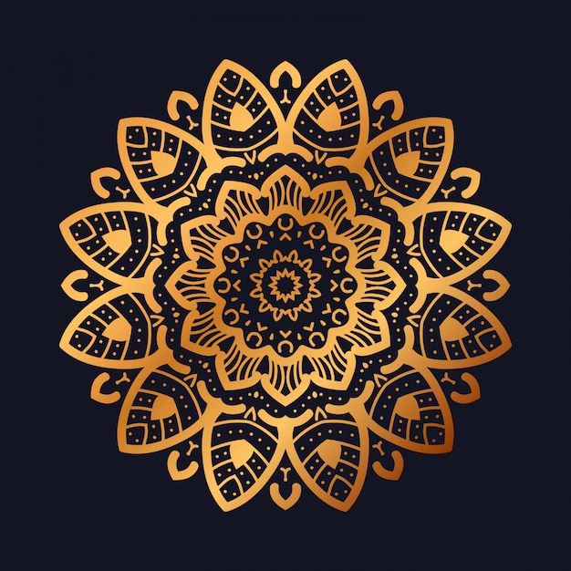 Mandala de luxo com estilo islâmico árabe de design arabesco dourado