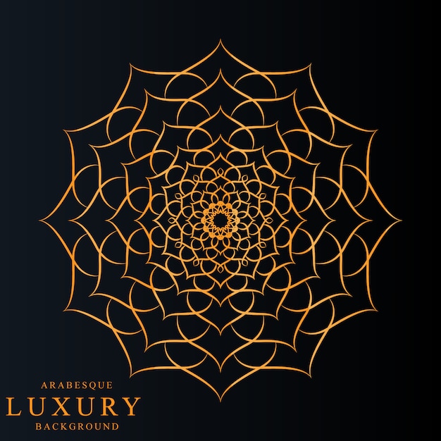 Mandala de luxo com estilo islâmico árabe de padrão de arabesco dourado vetor premium