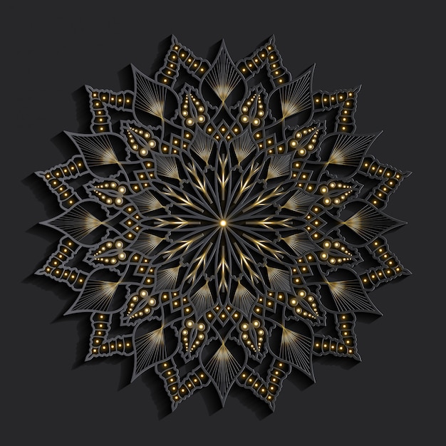 Mandala de luxo efeito 3D