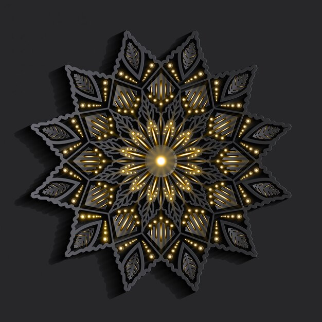 Mandala de luxo efeito 3D