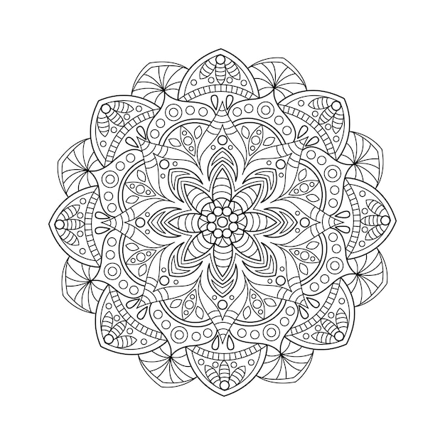 Mandala de vetor para colorir padrão redondo com elementos decorativos