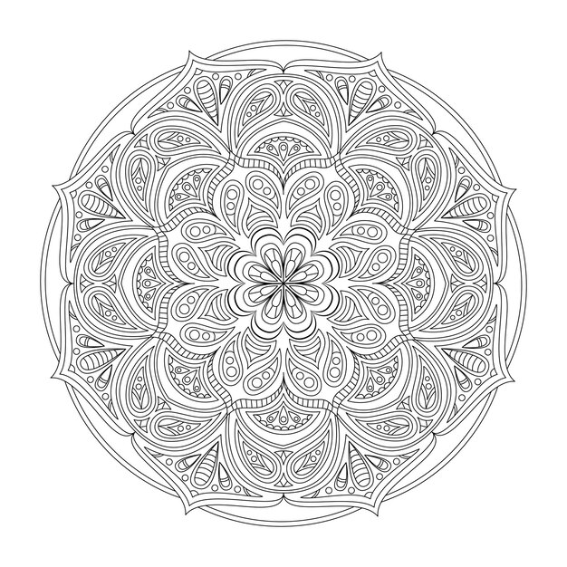 Mandala de vetor para colorir padrão redondo com elementos decorativos