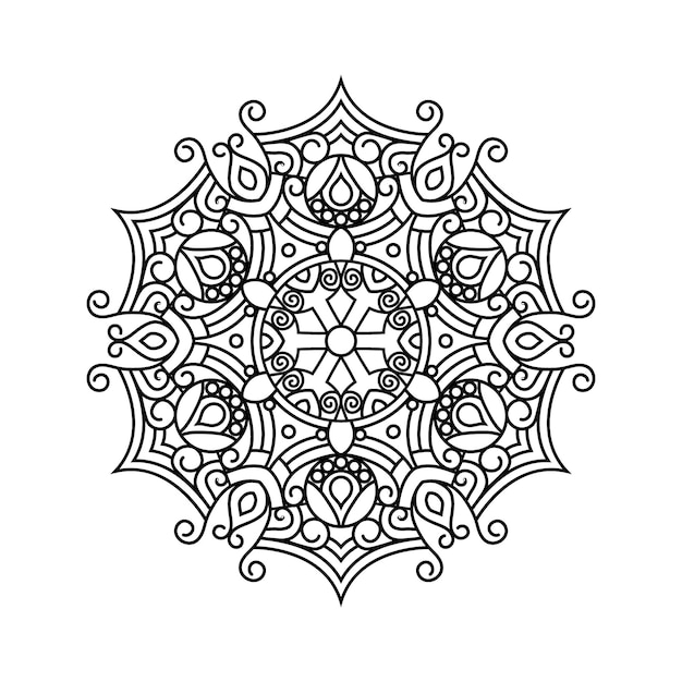 Vetor mandala decorativa e padrão para a página do livro de colorir do islã de casamento mehndi contorno de mandalas