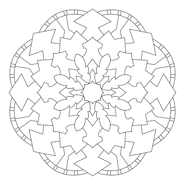 Mandala decorativa para colorir. livro de colorir anti-stress para adultos. mandala preto e branco