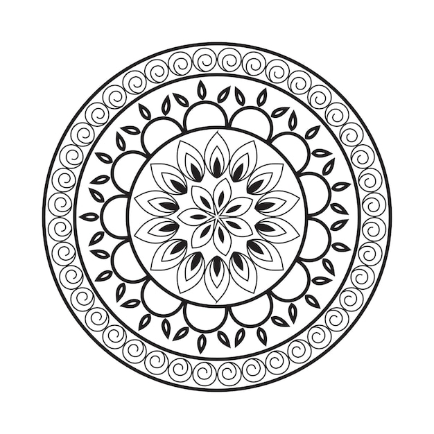 Mandala Design Decorativo Padrão Decoração Floco de Neve em Design de Padrão de Flor Preto